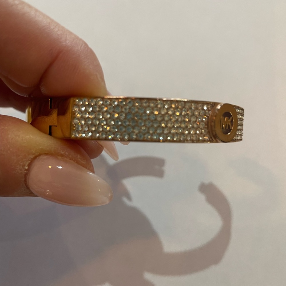 Women’s Michael Kors Pave Crystal & Rose Gold Cuff Bangle Bracelet - Picture 12 of 16